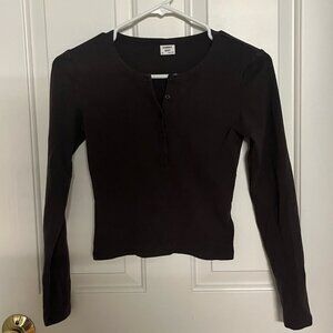 Aritzia Rich Mocha Brown Sunday's Best Drew Long Sleeve